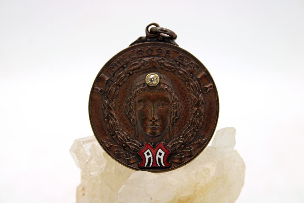 1915 Bronze Millrose Athletic Assoc.1000 Yard Run Medal w/Diamond 10kt Inlay
